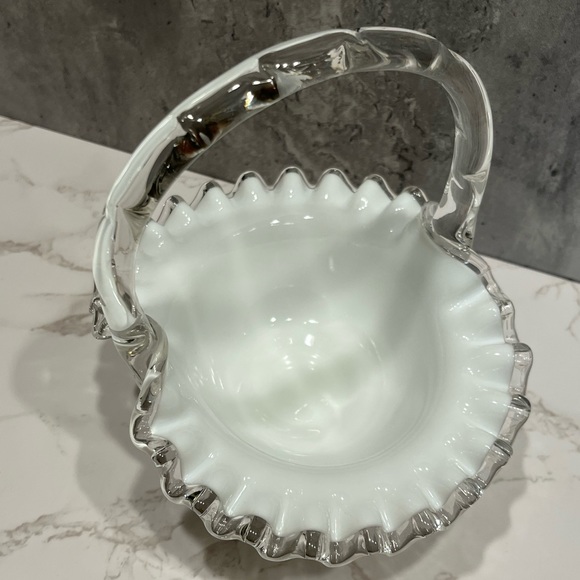 Fenton Accents Fenton Vintage Milk Glass Silver Crest Basket Poshmark